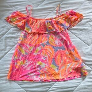 Lilly Pulitzer Pink and Orange Ruffled Blouse